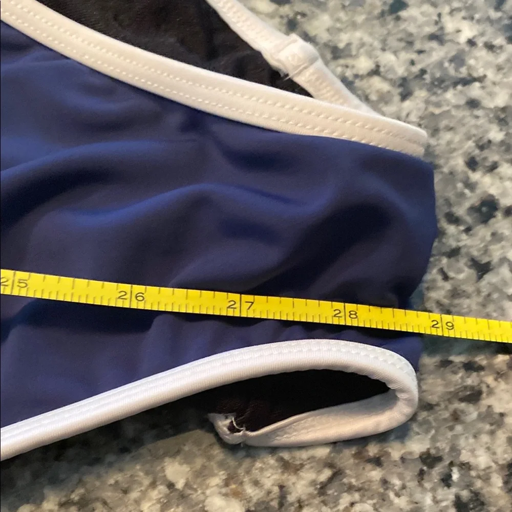 INC International Concepts Blue and White One-Piece Swimsuit Sporty Design 12 - Picture 7 of 16